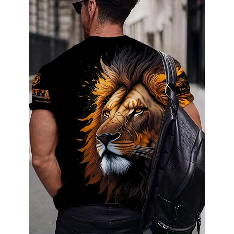Men's Lion T-Shirt King of Beasts 3D Animal Graphic Printed Casual Short Sleeve O-Neck Pullover Streetwear Summer Tee Tops Male Clothing