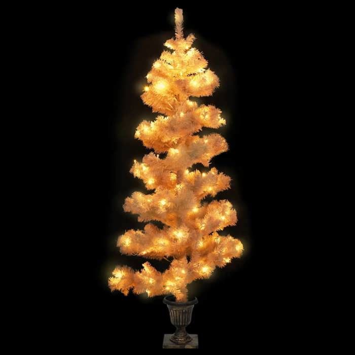 VidaXL Arbre de Noël Hélicoïdal Pré-éclairé avec Pot, Sapin de Noël avec LED, Décoration de Vacances, Ornement de Fête 344652