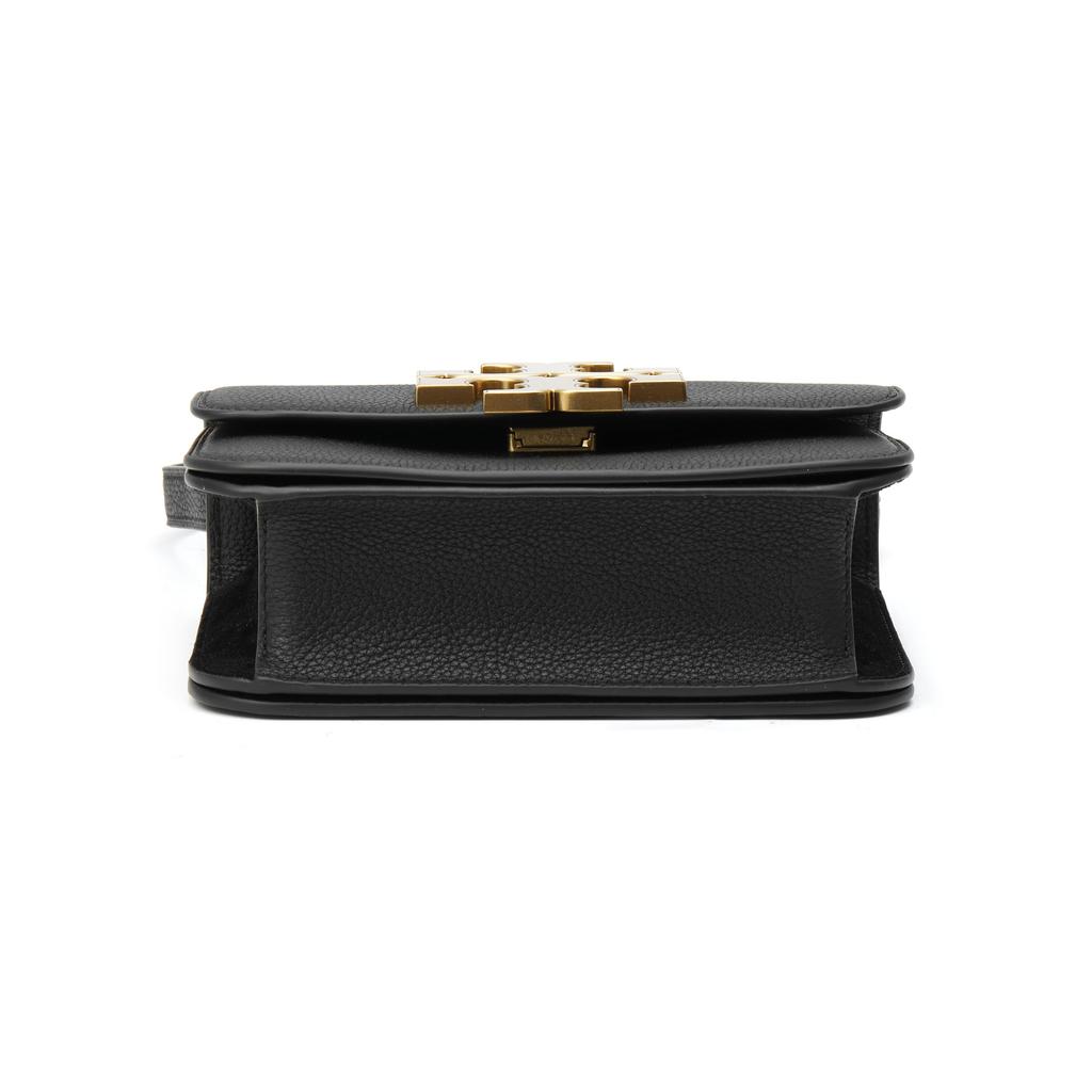 Tory Burch Eleanor Double T Gold Logo Flap Leather Crossbody Shoulder Bag Small Women Bags Black 147831-001
