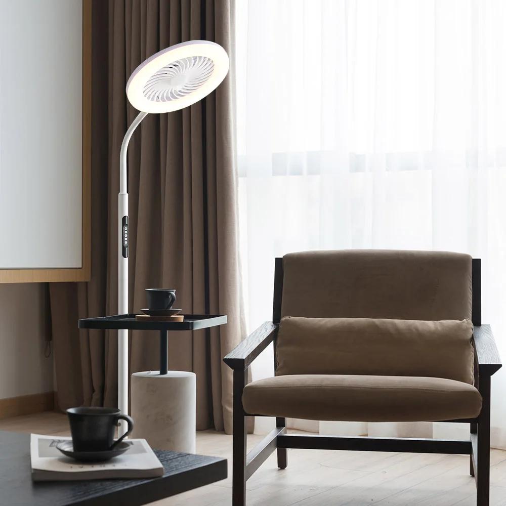 Modern LED Floor Fan Light Full Spectrum Simple White Circular Ring For Living Room Bedroom Study Home Lighting Fixtures