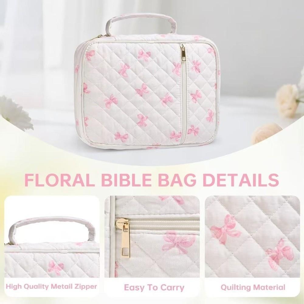 Zipper Pocket Bible Cover Bag Floral Design Storage Bags New Bible Cover Case  Prayer