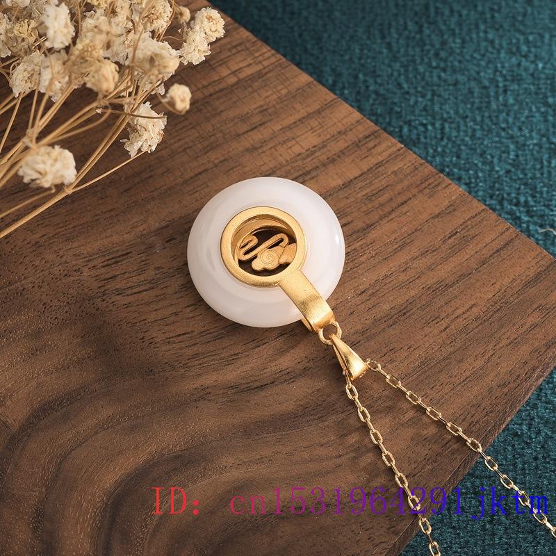 White Jade Doughnut Pendant Gemstone Chalcedony Fashion Gifts Zircon Natural 925 Silver Necklace Women Charm Crystal Jewelry