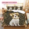 Vintage dog  Pattern Bedding Quilt Set Quilt Cover Pillowcase Home Decoration  Gift (1 * duvet cover + 2 * pillowcase, without core)