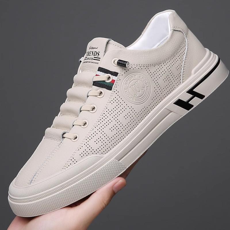 Shoes Men's 2025 Summer New Little White Leather Shoes Versatile Breathable Casual Board Shoes Korean Version Trend One-pedal Men's Shoes