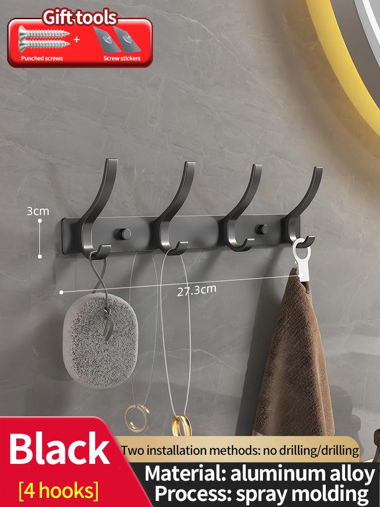 No Drill of Door Hooks, Space Aluminum, Non Perforated Bathroom Hooks, Bedroom Storage, Clothes Hanger Hooks, Wall Clothes Hook