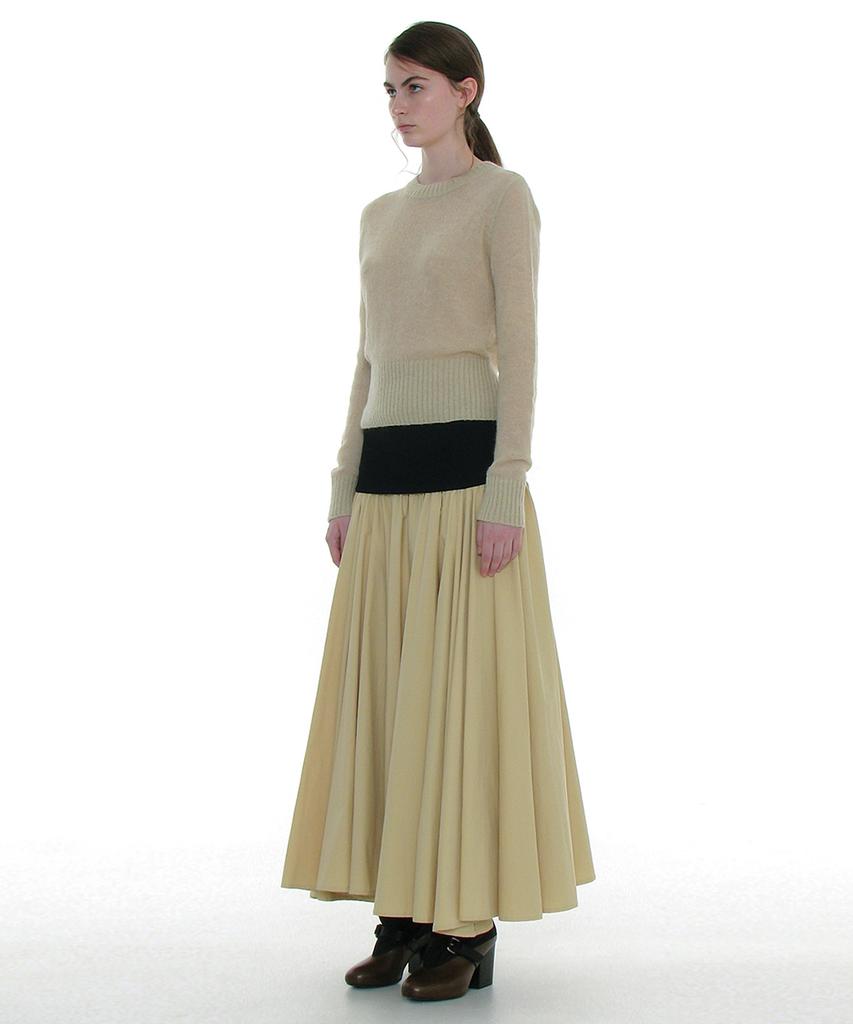 PARTIMENTO WOMEN Sheer Wide Rib Knit Crew Neck_Cream