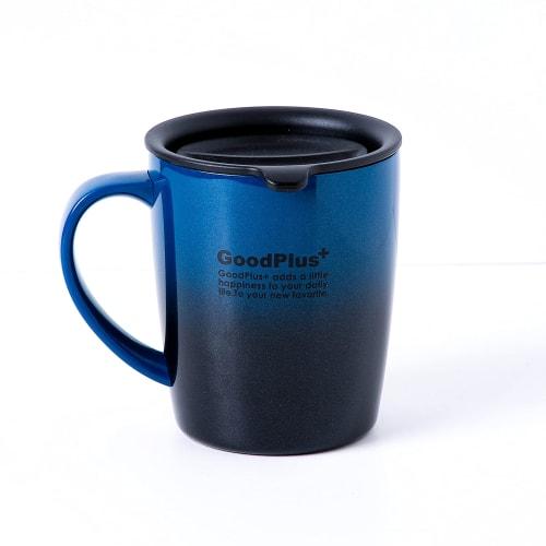 GoodPlus+ Vacuum Insulated Stainless Steel Mug "Air Zero" 300ml, Gradient Blue [Keeps hot and cold drinks hot/cold] [With a secure sliding lid] [Keeps
