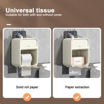 Yousheng  Tissue Box Luxury Wall Mounted Double Layer Waterproof No-punch Installation Rolling Tissue Drawing Box
