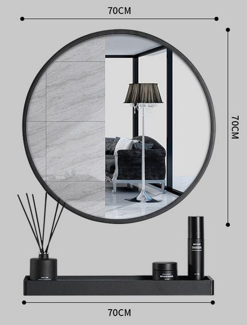 Mirror With Shelf 70Cm Black