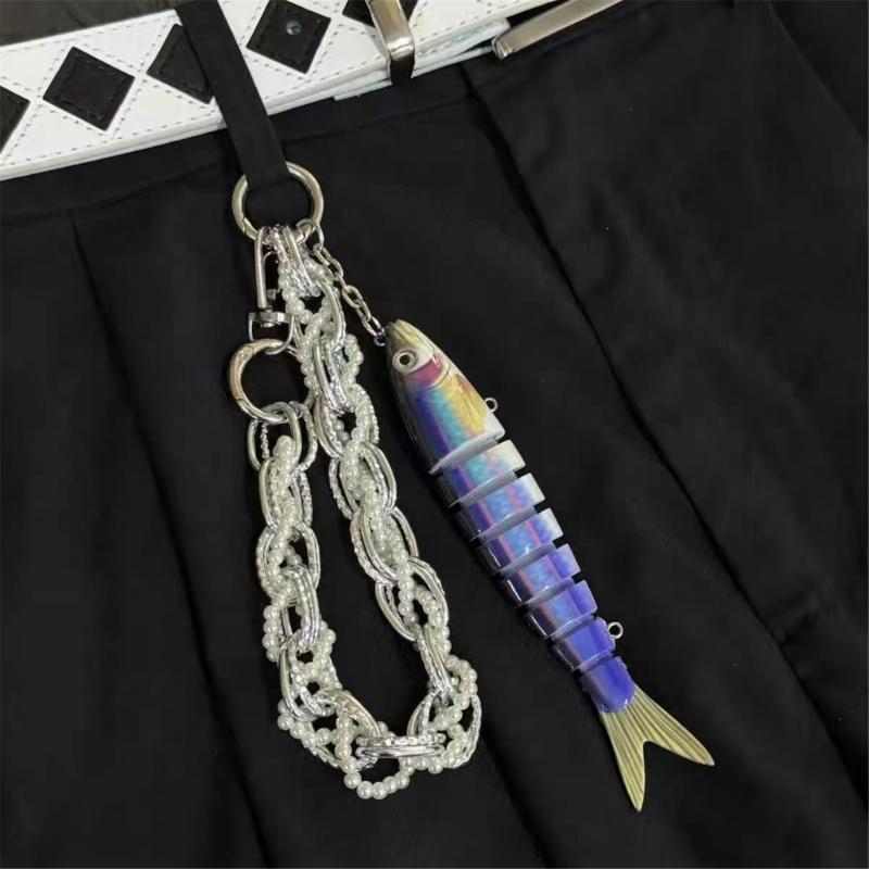 Versatile Fishing Culture Charm Keychain with Lifelike Bionic Fish Design Keyrings Pendant for Practical Decors Use