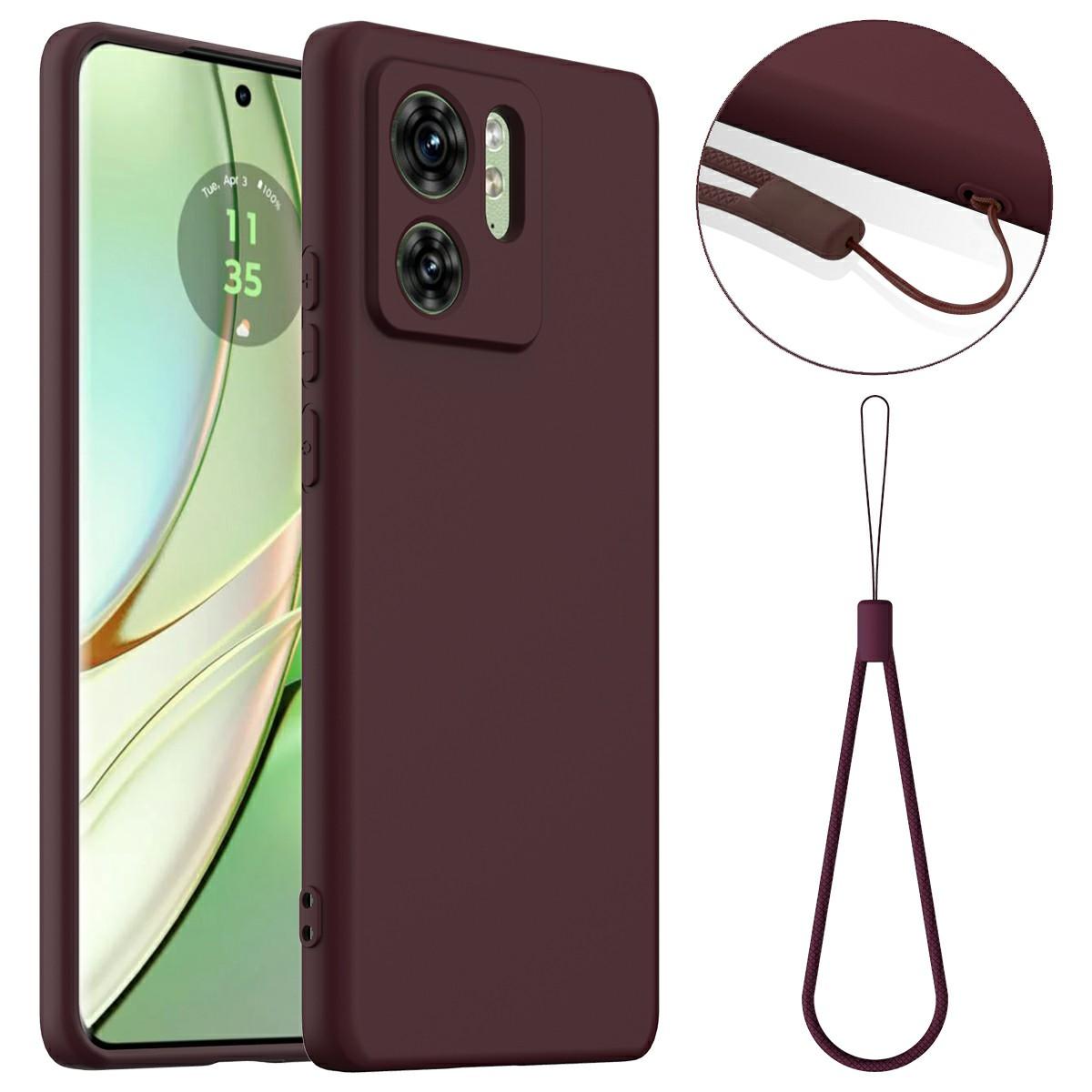 

For Motorola Edge (2023) 5G Magnetic Case Liquid Silicone Phone Cover with Lanyard C