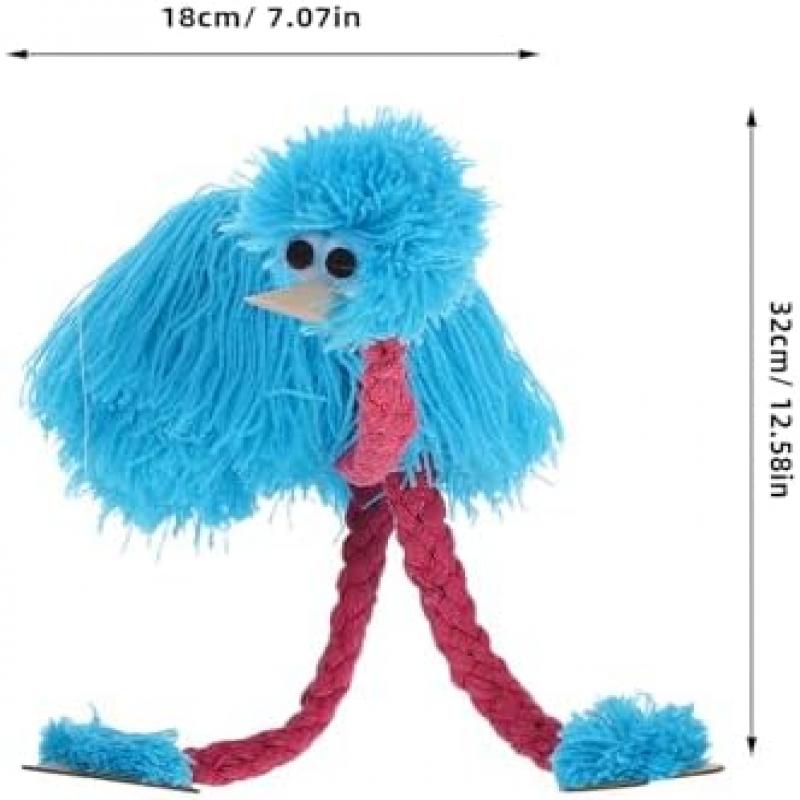 TOYANDONA Plüsch Straußen Marionette Puppe Tierform Lebhaftes Design Interaktives für Junge Mädchen Fingerfertigkeit Kreativität Himmelblau