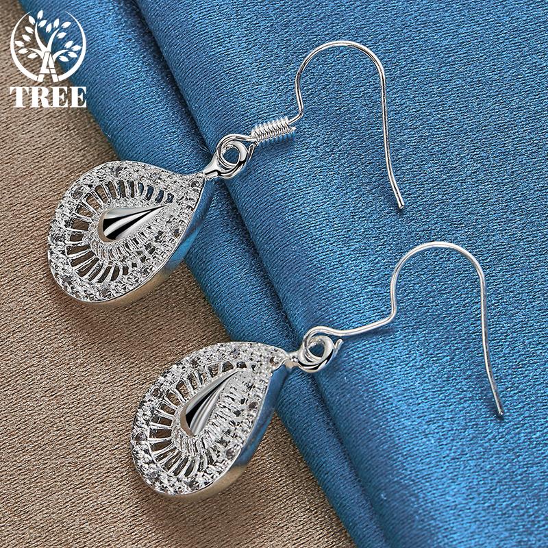 925 Sterling Silver Water Droplets Drop Earring Jewelry