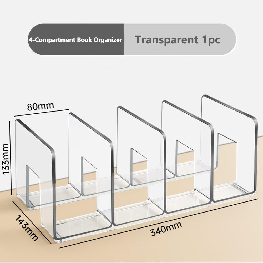 Crystal Clear Acrylic Bookends Elegant Heavy-Duty Desktop Organizer for Students & Office Holds Books & Documents Firmly