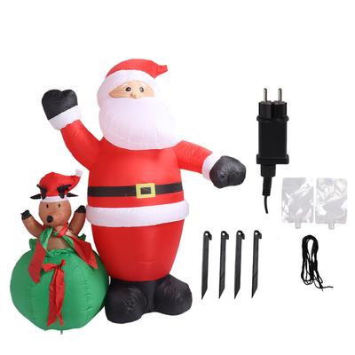 Christmas Inflatable Decor 6.2ft Santa and Deer IP44 Waterproof with LED Light Fan Yard Decorations