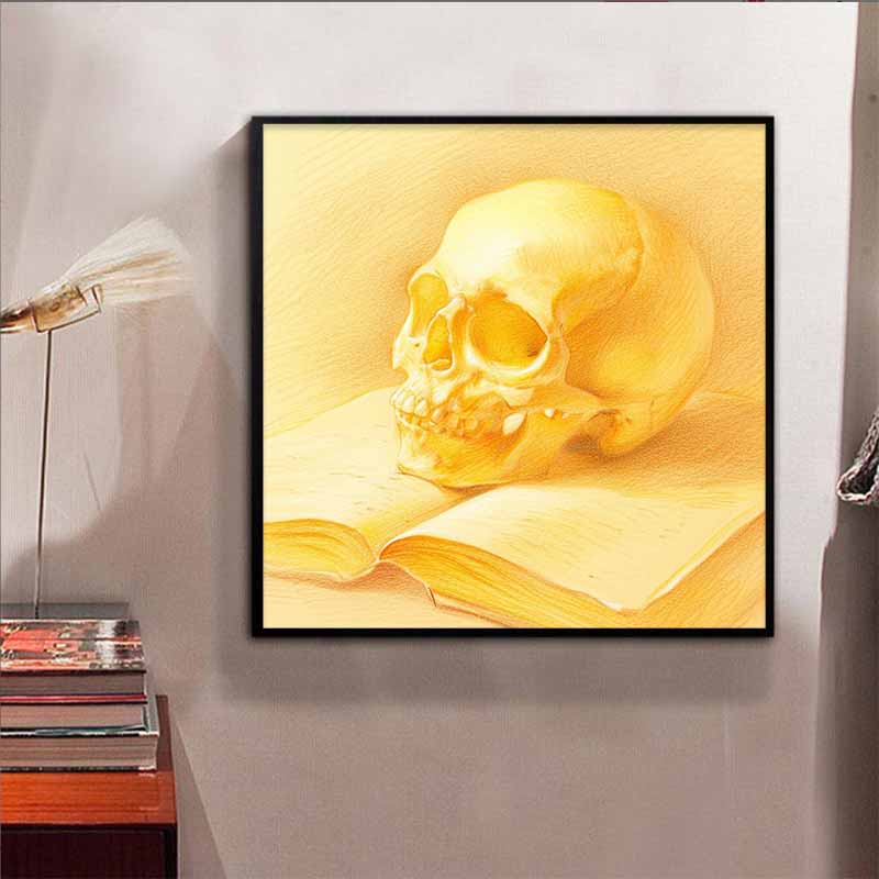 New Arrival 5D DIY Full Circle Diamond Painting "Yellow Skull and Book" Embroidery Cross Stitch Home Decor Gift