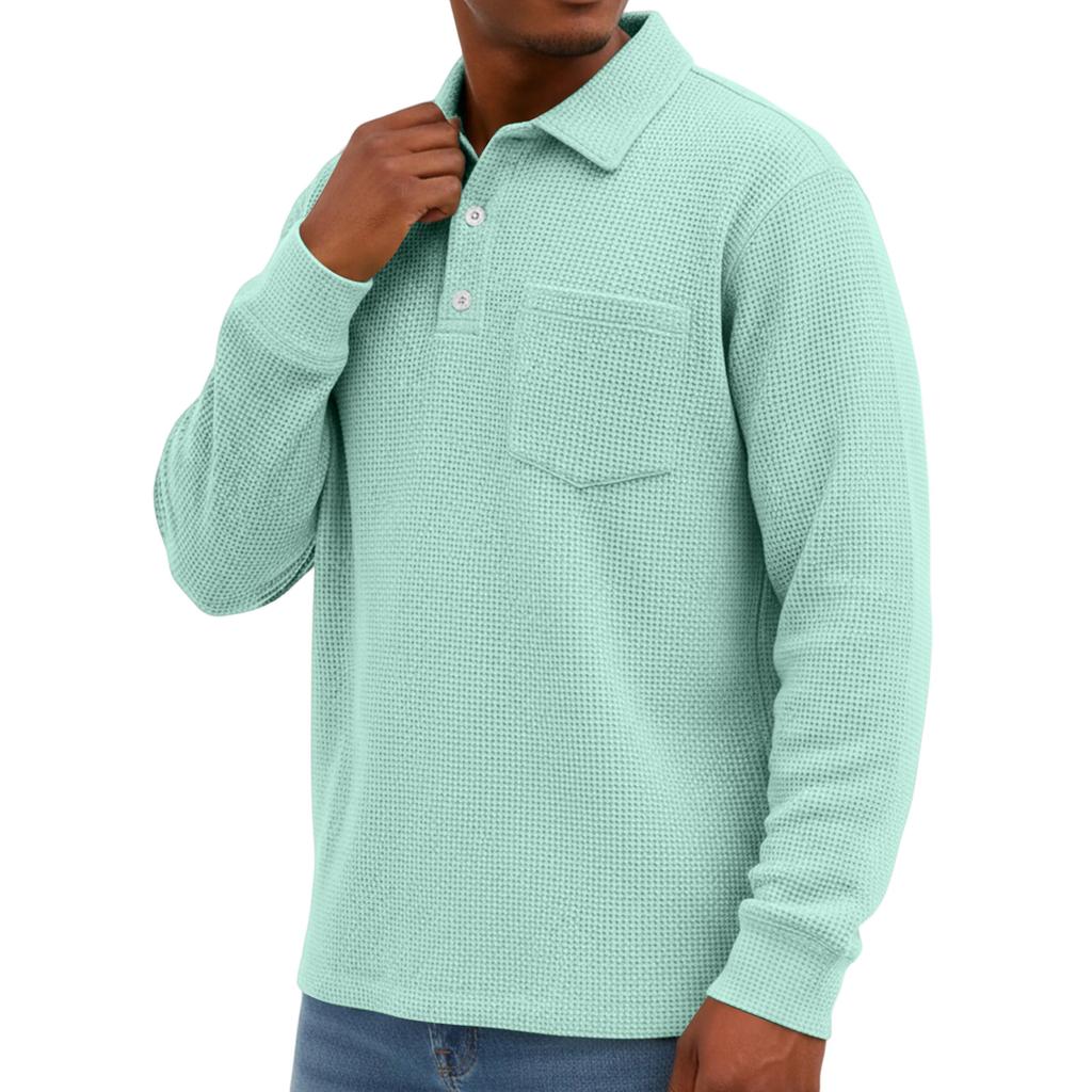 Men's Knit Casual Pocket Collar Pullover , Long Sleeve Daily Wear
