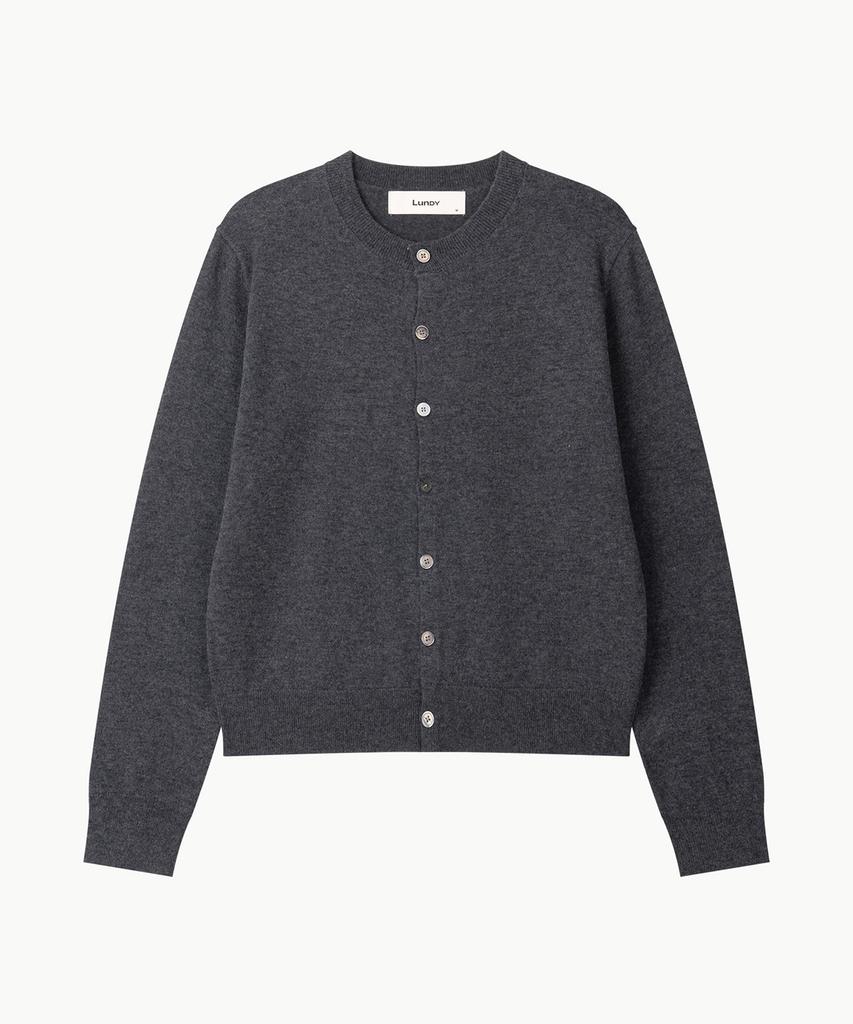 Leondi Fine Merino Wool Round Cardigan - Charcoal