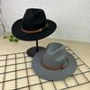 Vintage Gentleman Flat Brim Solid Color Panama Hat With Belt
