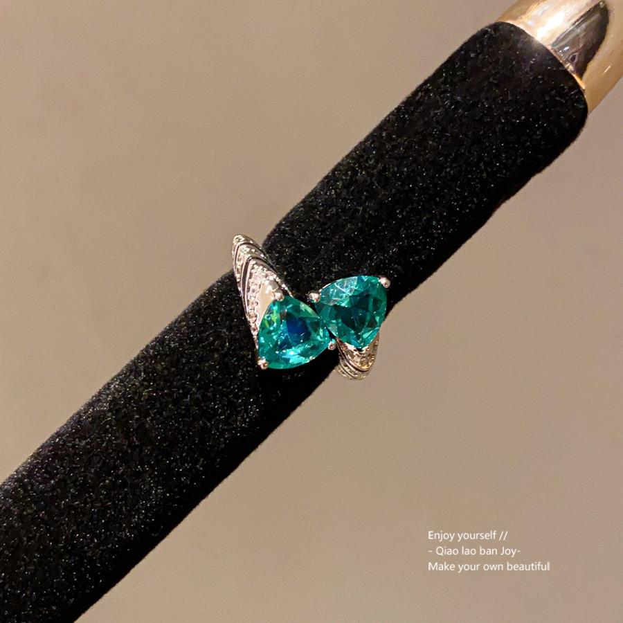 New Chinese Style Zircon Snake Pattern Triangle Open Ring For Women