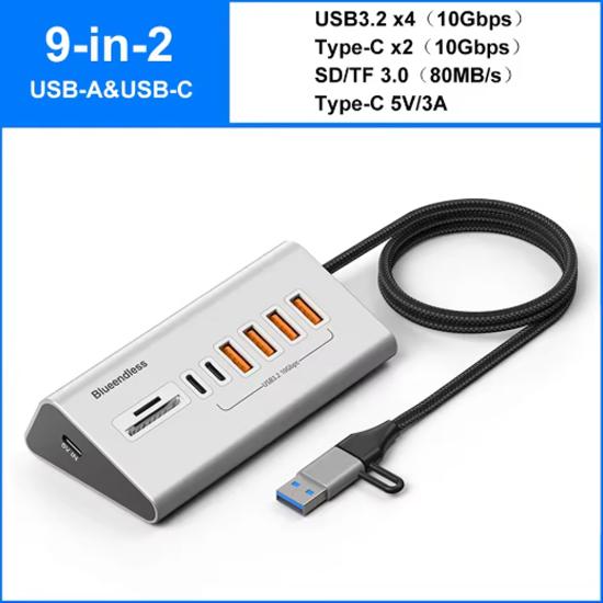 10Gbps USB 3.2 Docking Station Hub Type C Splitter Data Transfer Adapter with Card Reader Multi 7/8 Ports Switch For PC Laptop
