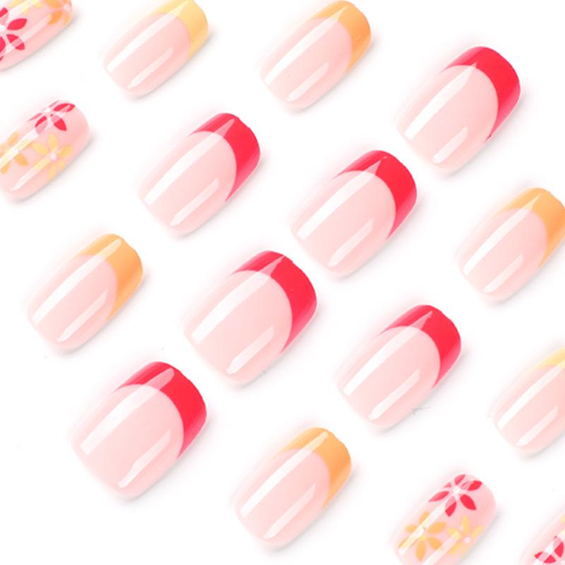 Wearing nail art, simple flower wearing nail art, French three-color nail art patch nail art