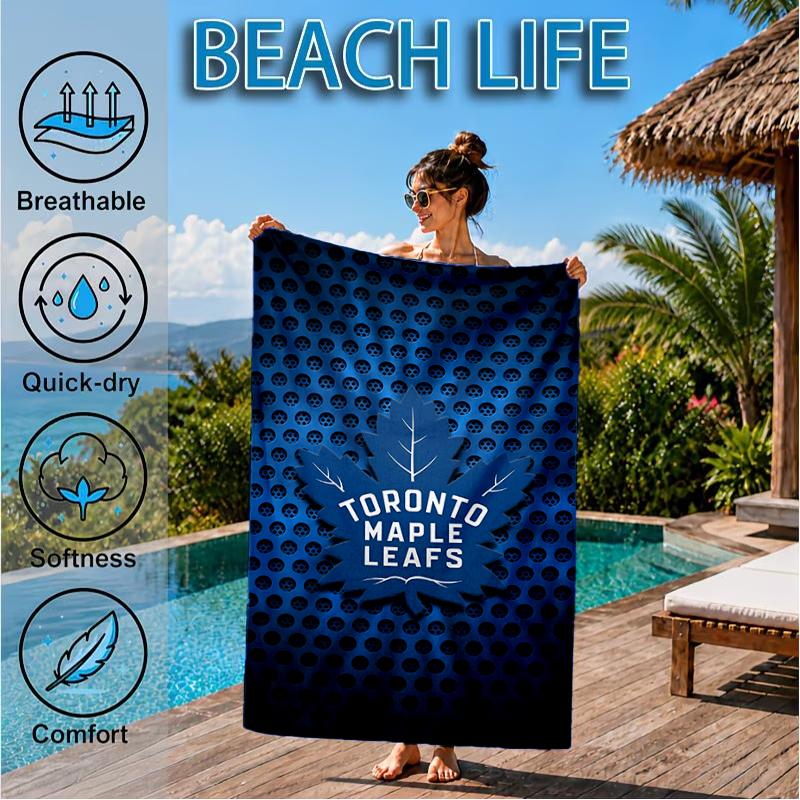 Maple Leafs Emblem Beach Towel, Super Soft Microfiber, Perfect Gift for Her/Him, Birthday, for Pool, Beach, Travel, Decor Beach Party
