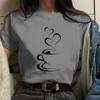 Funny Heart Coffee Print Round Neck Short Sleeve Shirt Personalized Creative Coffee Casual Women's T-Shirt Clothing