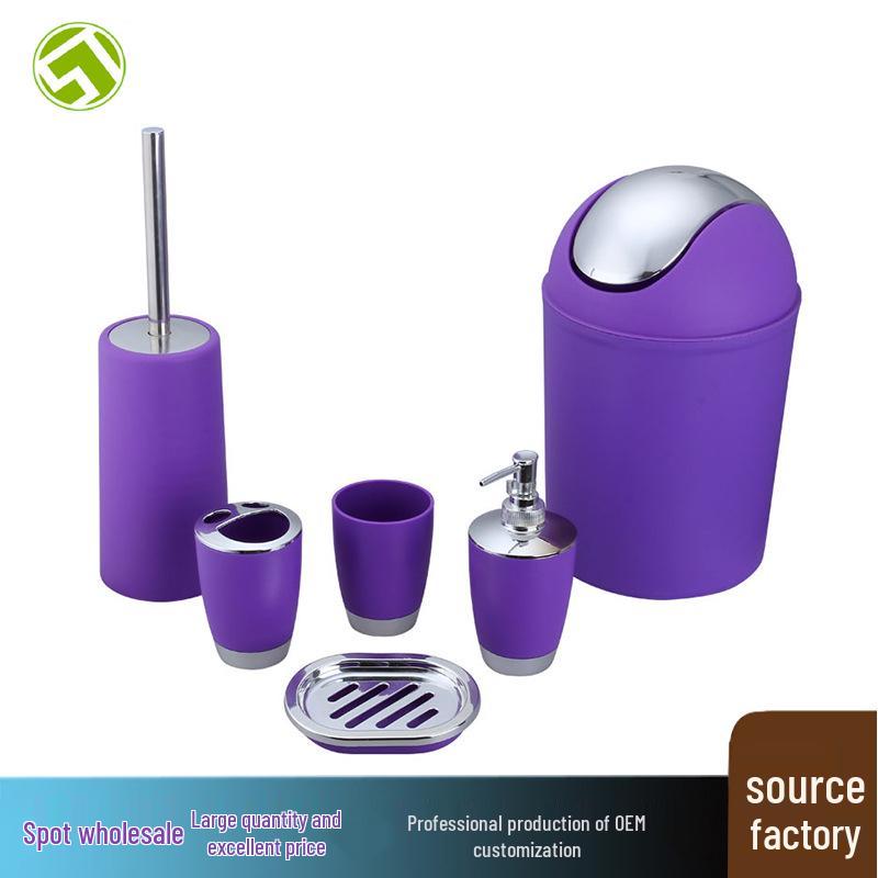 Elegant Euro-American Bathroom Set: 6-Piece Toiletries & Electroplated Lotion Bottle