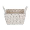 Medium White Woven Rope Decorative Storage Basket Handwoven Storage Organizer Loop Handles Bohemian Home Decor Basketweave