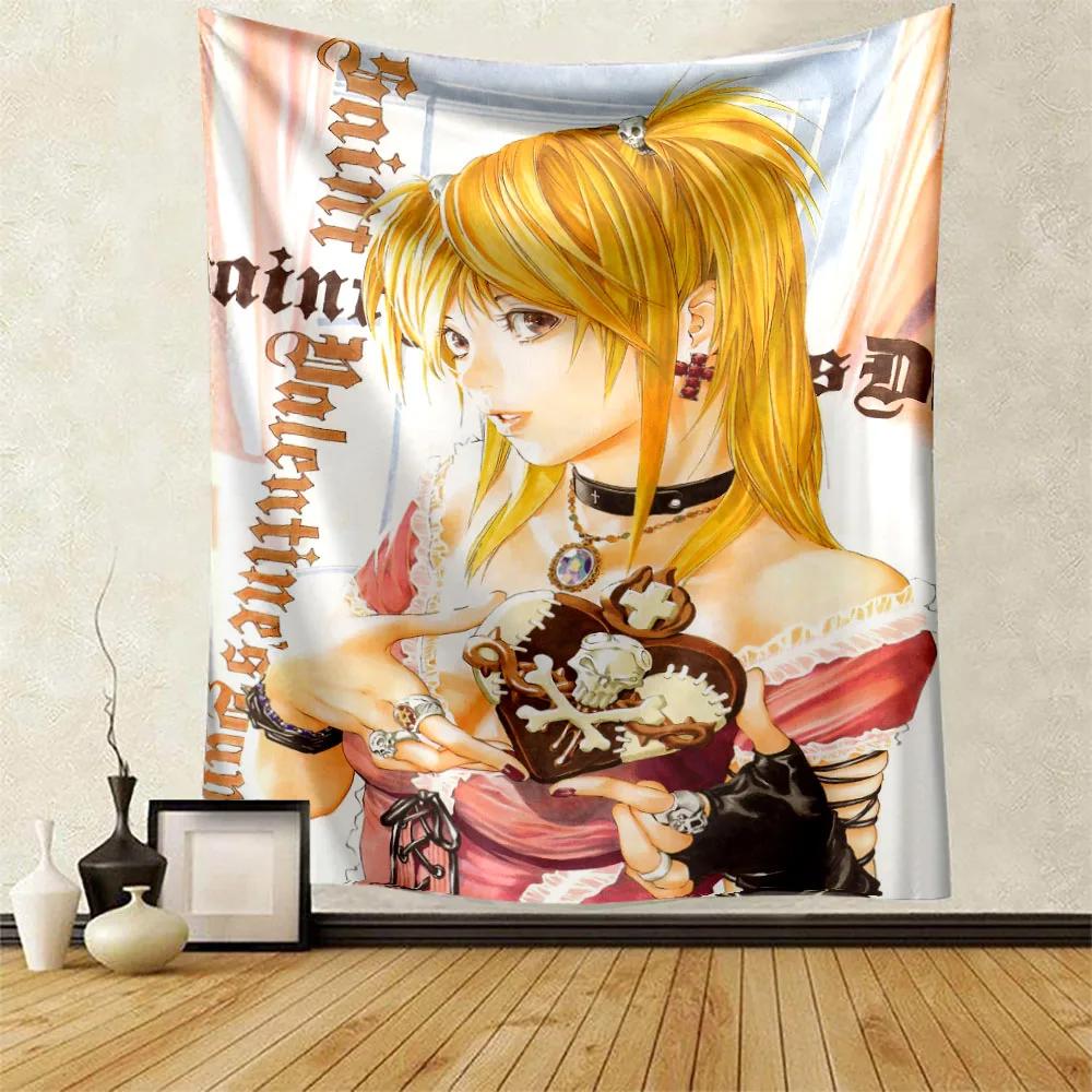 Death Note Main Character Collage Wall Tapestry L Misa with Shinigami Accents Room Decor for Seinen Anime Mystery Fans