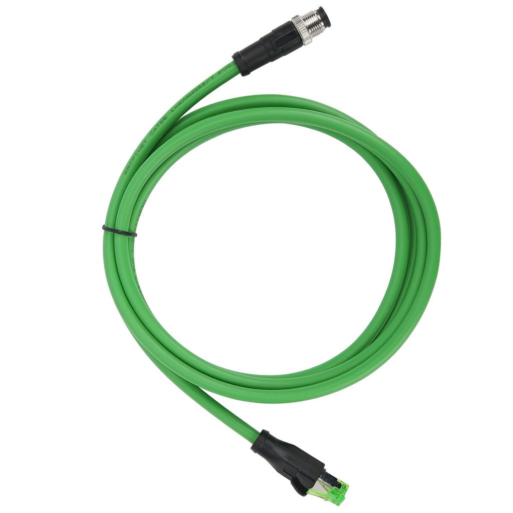 Patch Cord M12 RJ45 Connector Ethernet Shielded Cable 4 Pin CAT5E 24 AWG Wire IP67 Water Proof