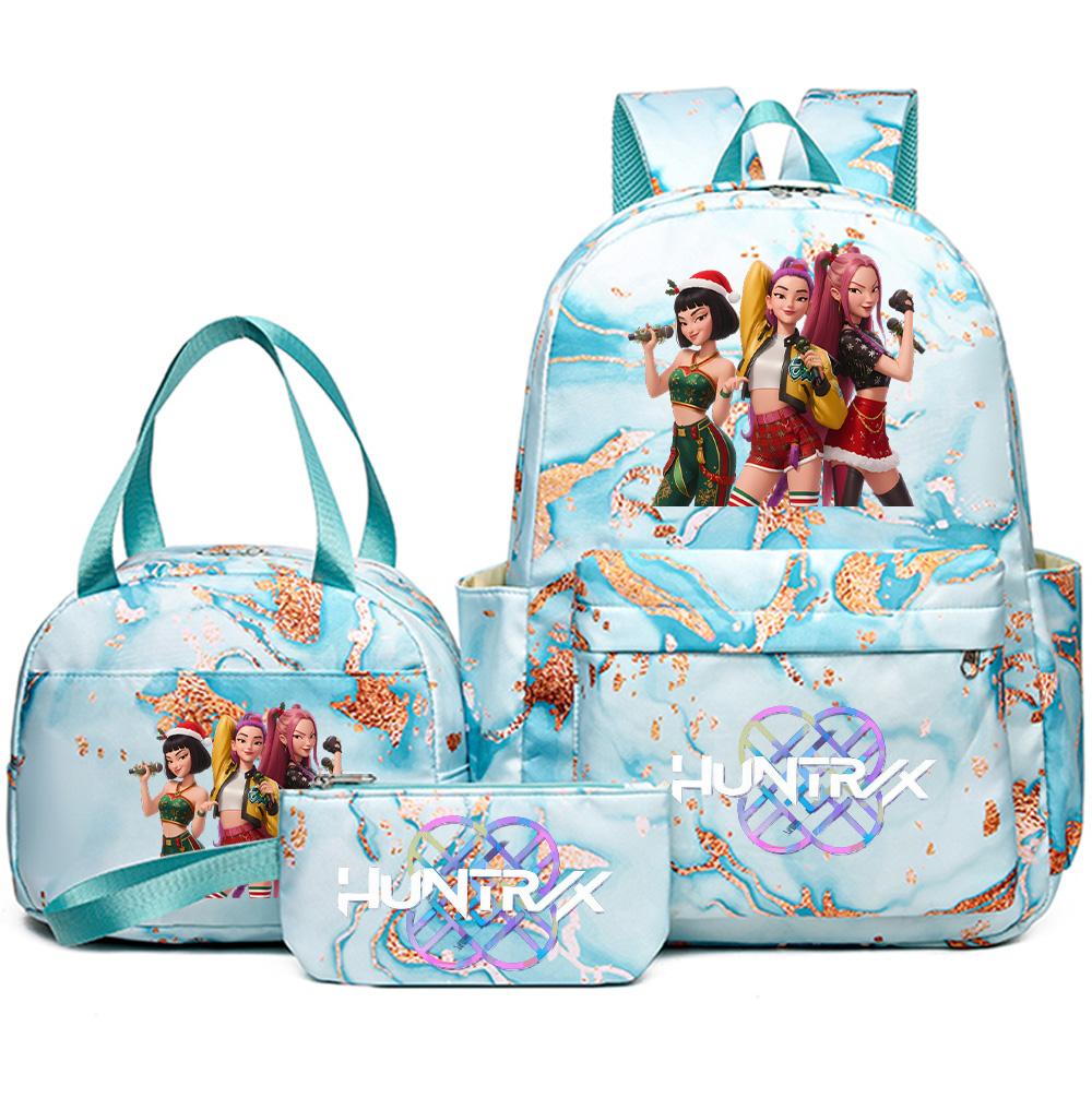 3Pcs/set Christmas Kpop Printed Backpack with Handbag Pencil Case for Teenager Student Girl Boy Bookbag Schoolbag Large Capacity Travel Bag Kid Gift