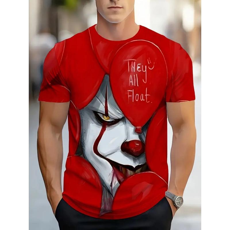 Summer Round Neck 3D Fun Cartoon Patterns Print Top Fashionable Casual Short Sleeved Men's T-shirts