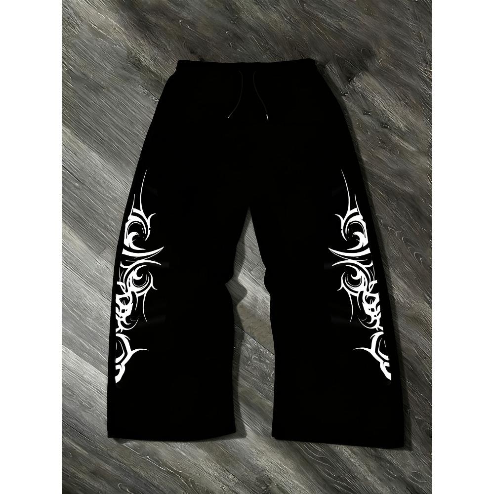 Women Men Straight Leg Wide Leg Trousers Casual Vintage Streetwear Oversized Loose Straight Pants Fleece Punk