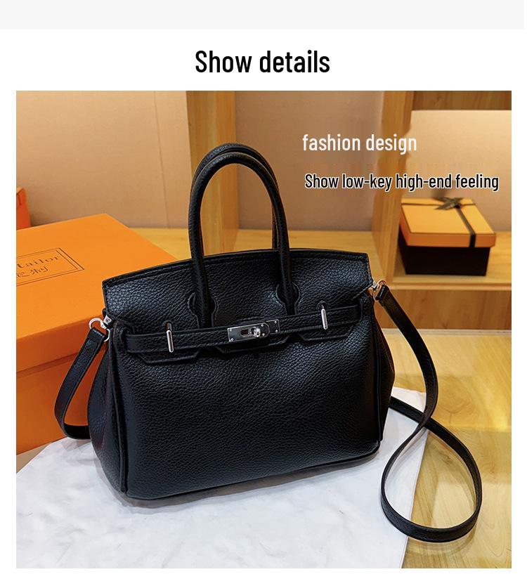 Lyxig handväska med litchi-korn: Stilfull, Mångsidig, Enaxlad & Crossbody Damväska