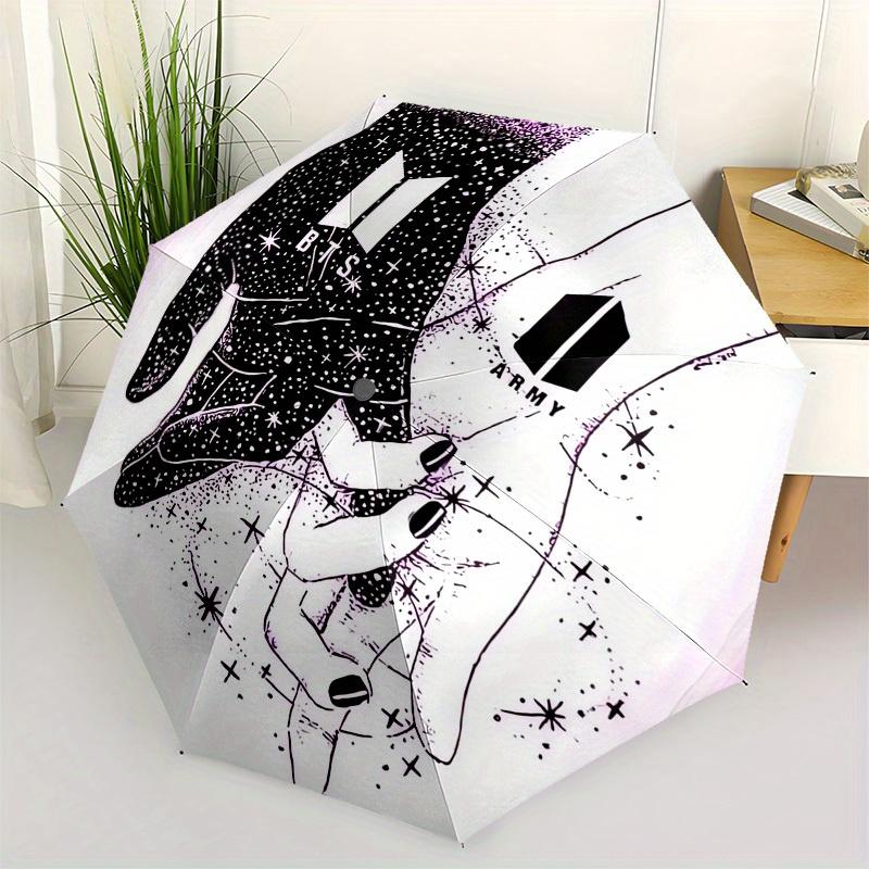 1pc BTS ARMY Hand Holding Stars Umbrella with Plastic Handle,Suitable for All Seasons Home Travel Outdoor UmbrellaM1290