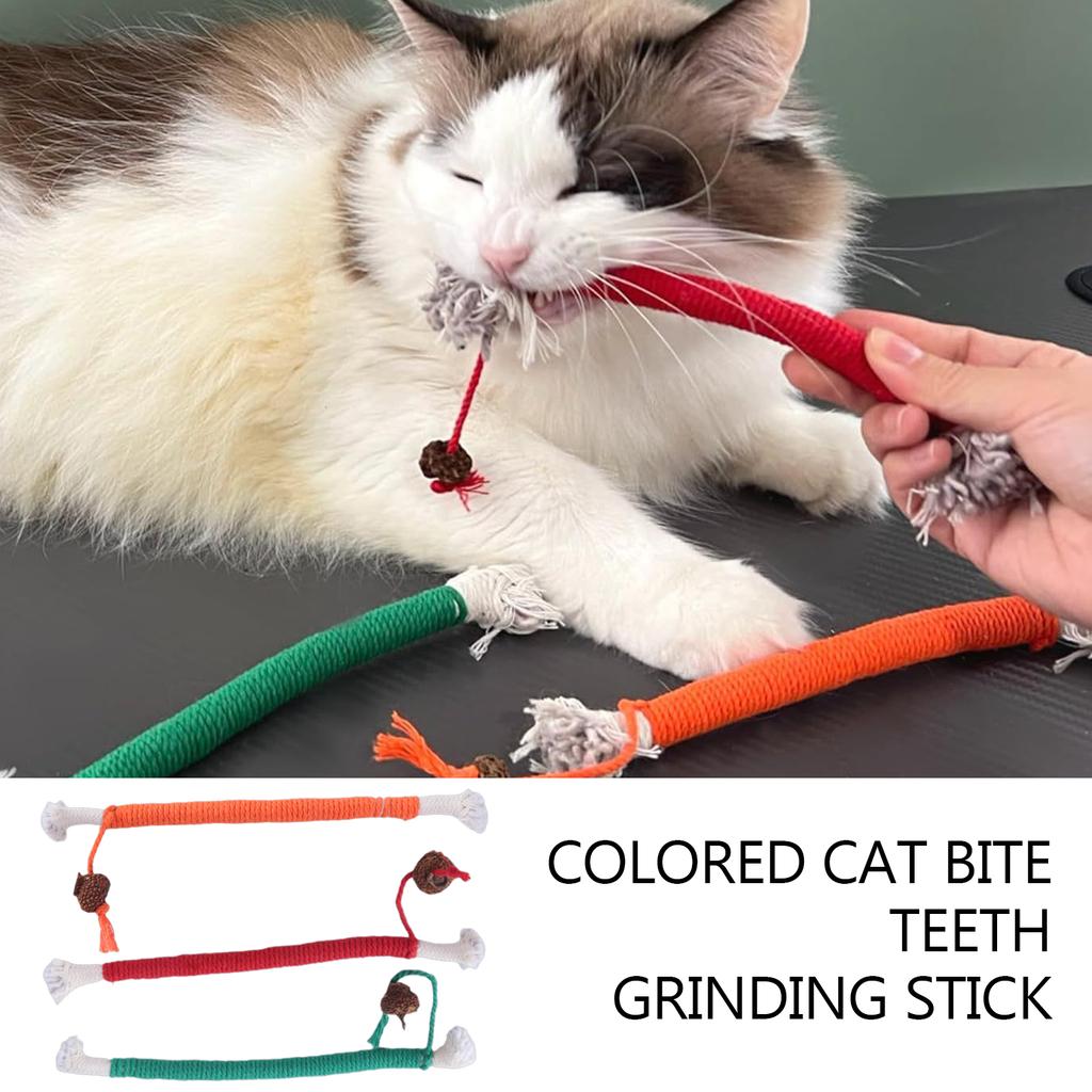 1pc/3PCS Colorful Cats Cotton Rope Toy Chew Resist Toy Funny Interactively Chew Toy for Small Cats Teeth Grinding Tool