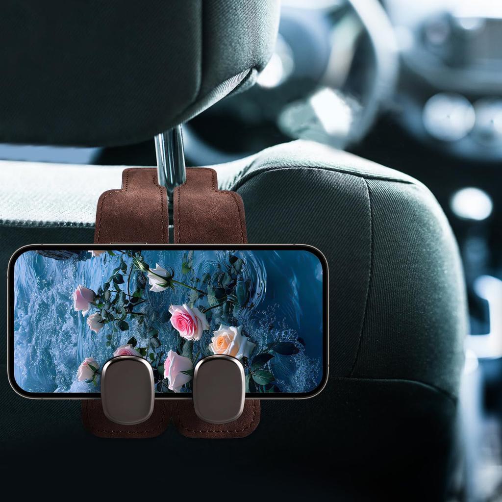 POPETPOP Car Hook, Luggage Rack, Headrest Seat Luggage, Artificial Suede, Leather, Double Headed, Storage,