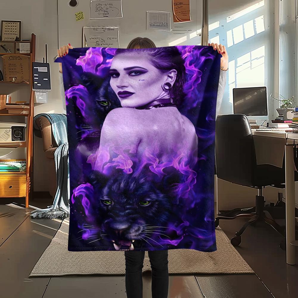 1PC Rhea Ripley Print Flannel Blanket, High quality All Seasons, Home Decor, Warmth and Comfort, Perfect for Christmas Gifts