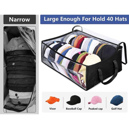 Yousheng Hat Storage Bag Baseball Caps Organizer with Reinforced Handle Zipper Closure Large Capacity Transparent Cap Holder Hat Pouch