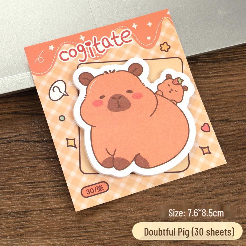 Creative Capybara Cartoon Sticky Notes - Cute & High-Value Adhesive Notes for Students to Remember Things.