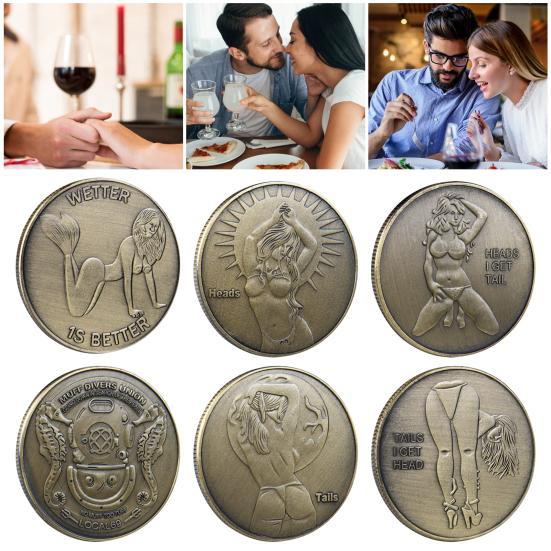 

Yousheng Couples Challenge Coin Сексуальная женская двухсторонняя монета коллекционная любовная монета для взрослых монета вызова счастливая жетон для девушек для мужчин и женщин вечер свидания