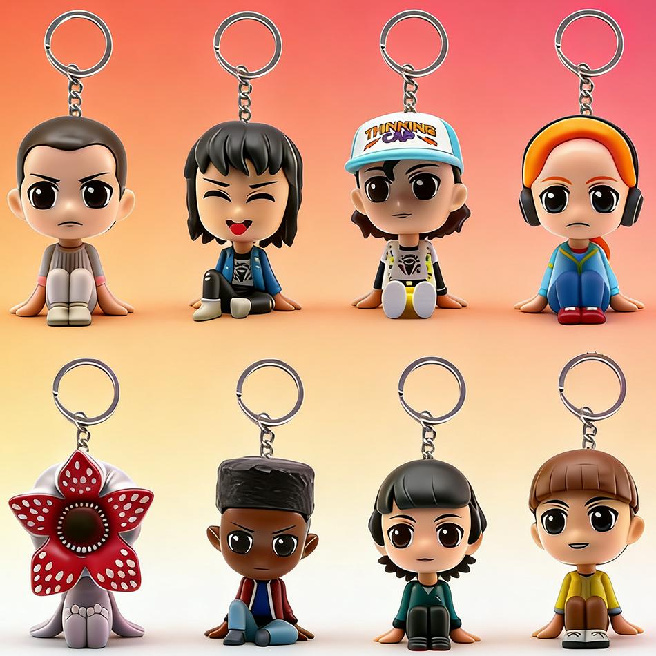 8 BUC Chei de Buzunar Eleven Barb Robin Steve Dustin Figurină Vinil Inel Cheie Model Jucării