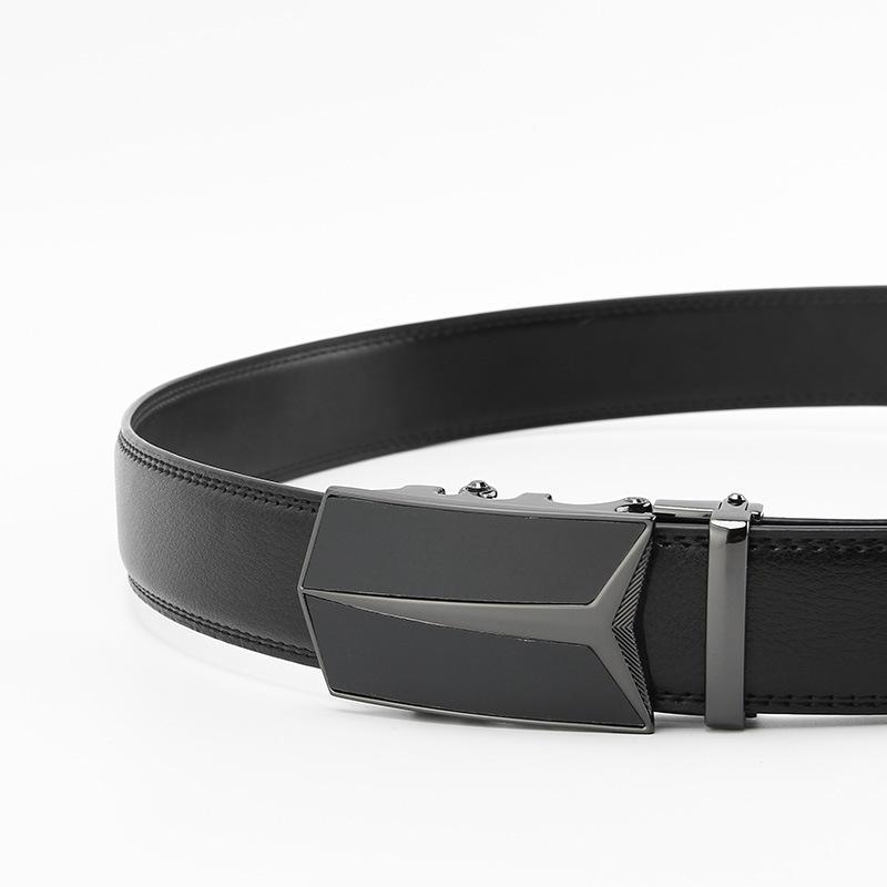Black Film Buckle Men's Belt Two Layer Cowhide Automatic Buckle Casual Business Men's Trousers Belt Trendy