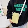 Women Canvas Small Satchel Purse Trend Candy Color Shoulder Wallet Simple Mobile Phone Crossbody Bag