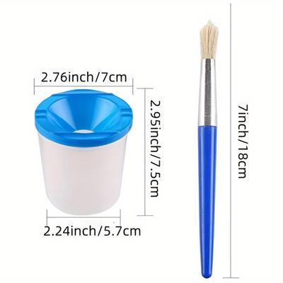 Gobelets à peinture anti-éclaboussures avec couvercles et 4 pinceaux ronds, plastique multicolore pour loisirs créatifs de peinture DIY