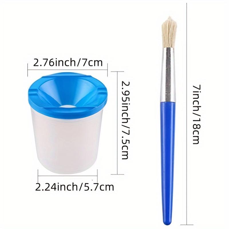 Spill-Proof Paint Cups with Lids and 4 Round Brushes, Multi-Color Plastic for DIY Painting Crafts