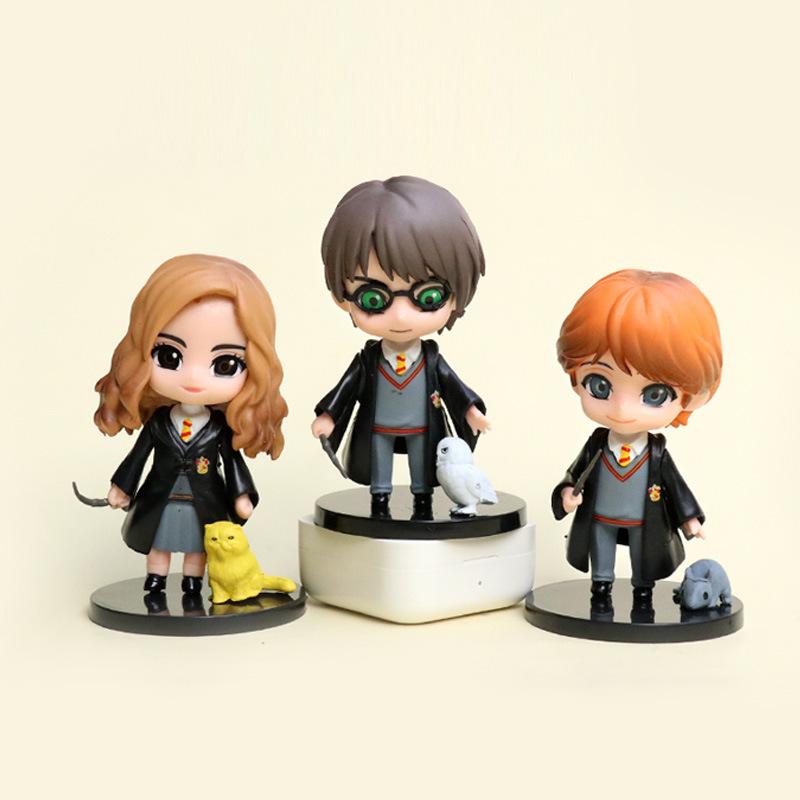 Hot 3-10pcs/set Harri Q Style Potter Posket Hermione Ron Hedwig Vinyl Figure Plaything Cake Decoration Car Figure PVC Doll Gift Toys