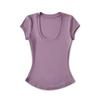 Summer new women's American Tencel U-neck short-sleeved front shoulder T-shirt Spice Girl solid color basic slim-fit and thin top